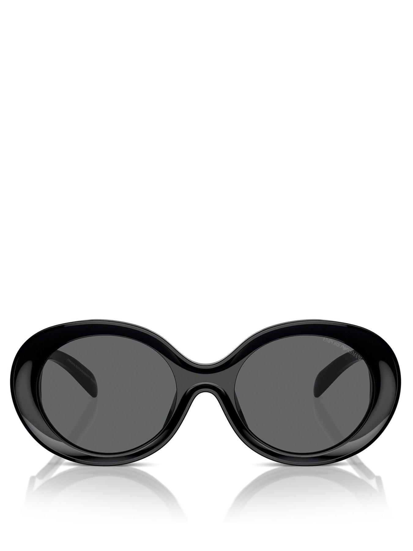 Image 3 of 4 of Emporio Armani Oval Frame Sunglasses- Black