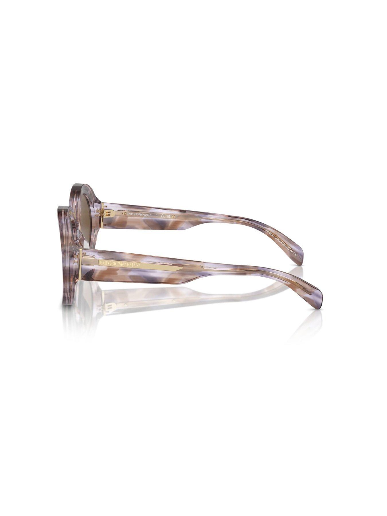 Image 2 of 4 of Emporio Armani Oval Sunglasses- Brown Lens With Purple/brown Frame
