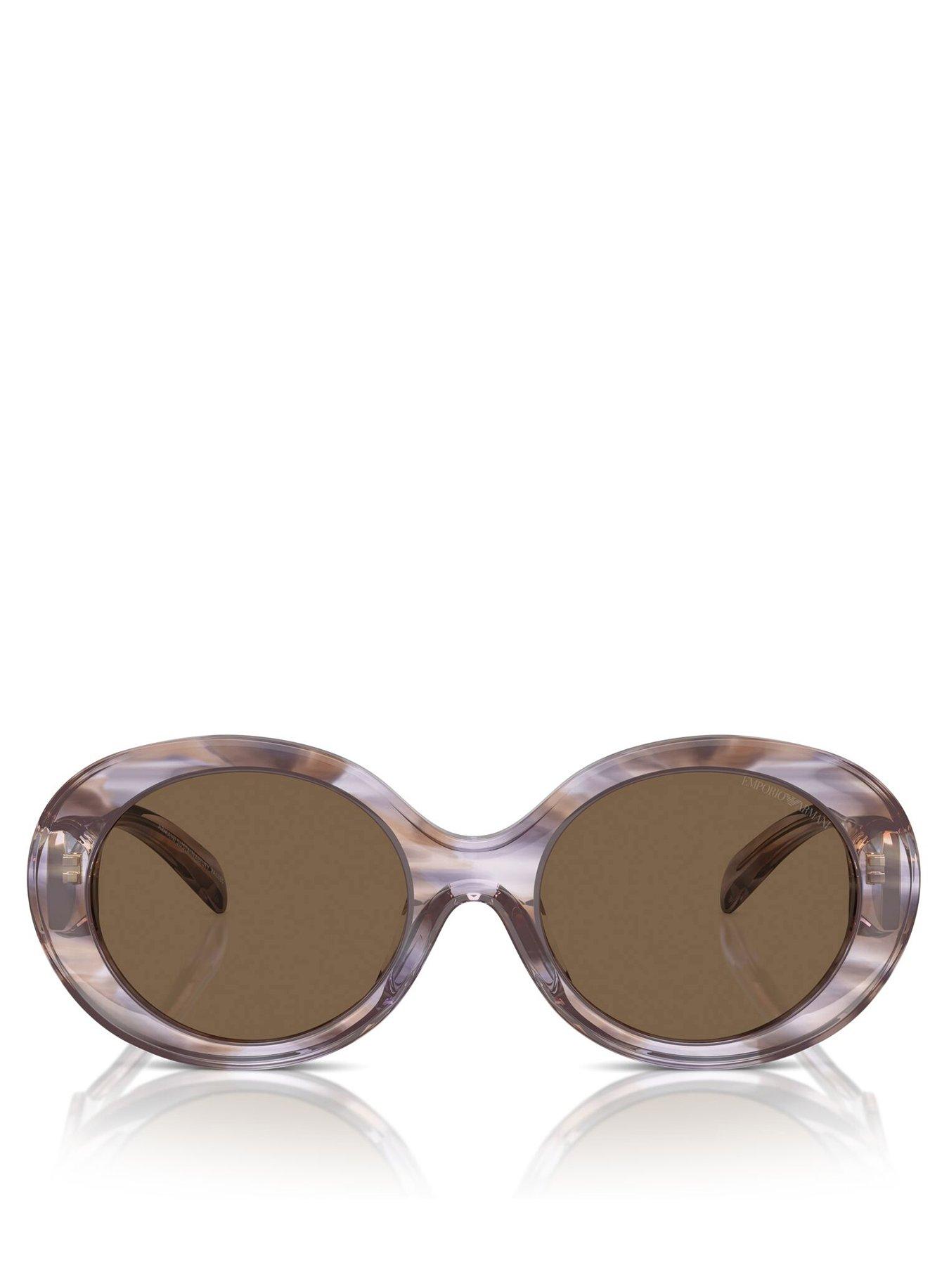 Image 3 of 4 of Emporio Armani Oval Sunglasses- Brown Lens With Purple/brown Frame