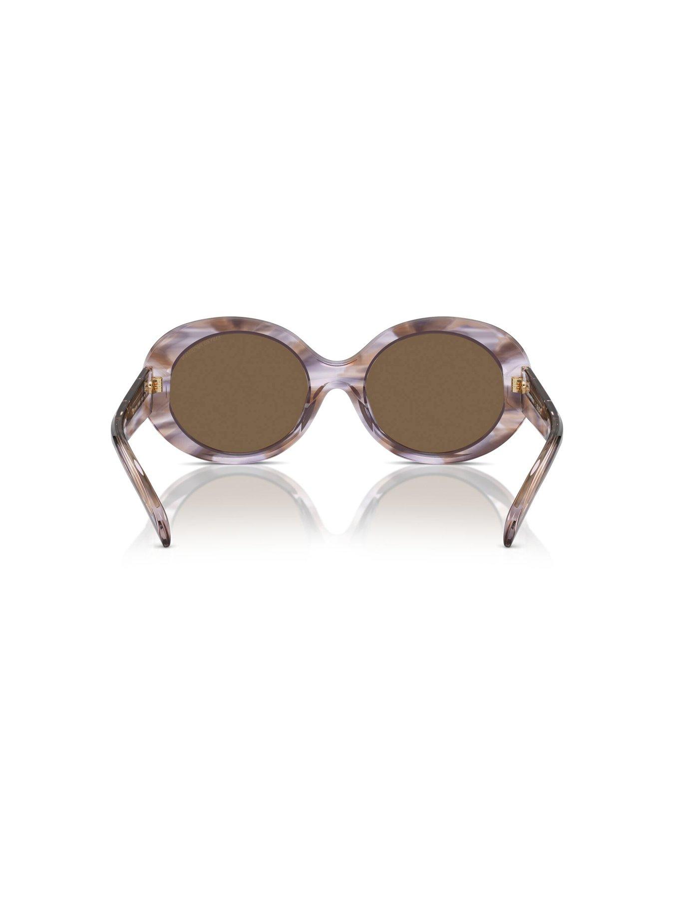 Image 4 of 4 of Emporio Armani Oval Sunglasses- Brown Lens With Purple/brown Frame