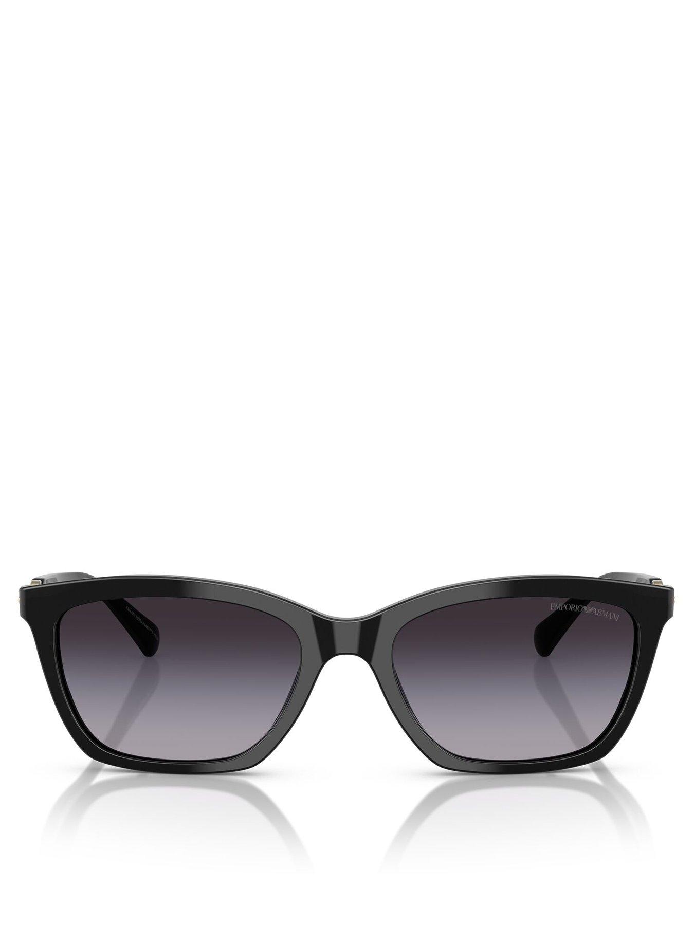 Image 3 of 4 of Emporio Armani Cat Eye Sunglasses- Black With Branded Arm Detail