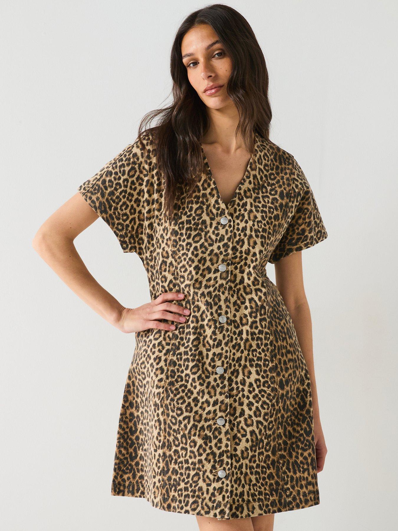 Image of Vero Moda V Neck Short Sleeve Denim Dress - Multi