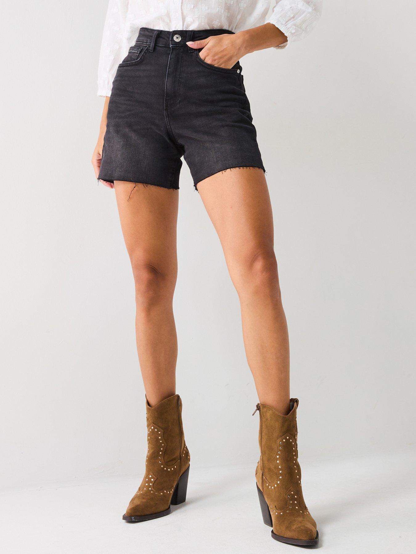 Image of Only High Rise Wide Leg Shorts - Black