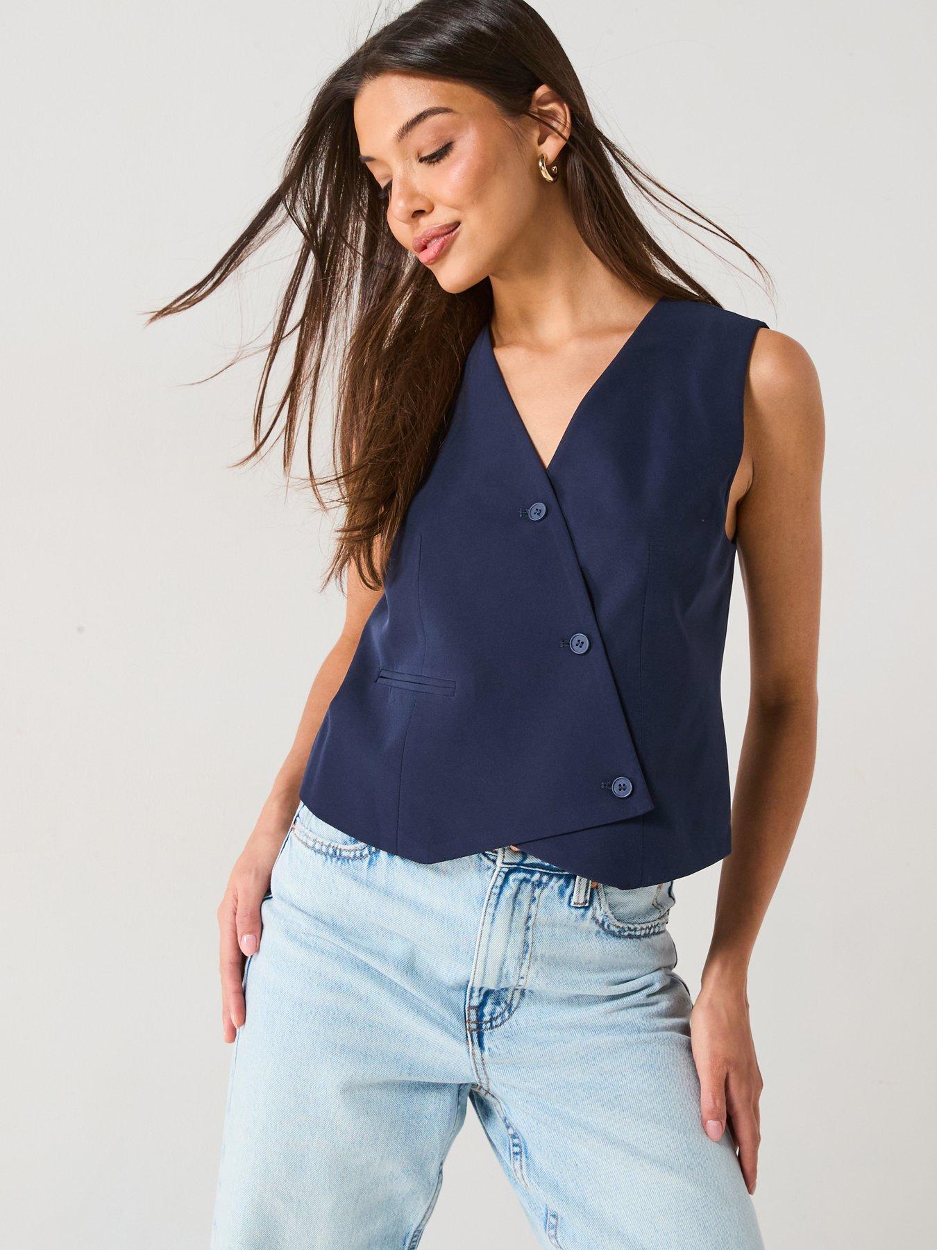 Only Asymmetric Waistcoat - Navy