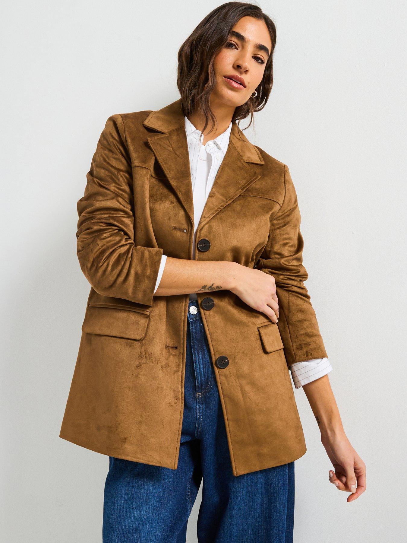 only-faux-suede-blazer-brownfront