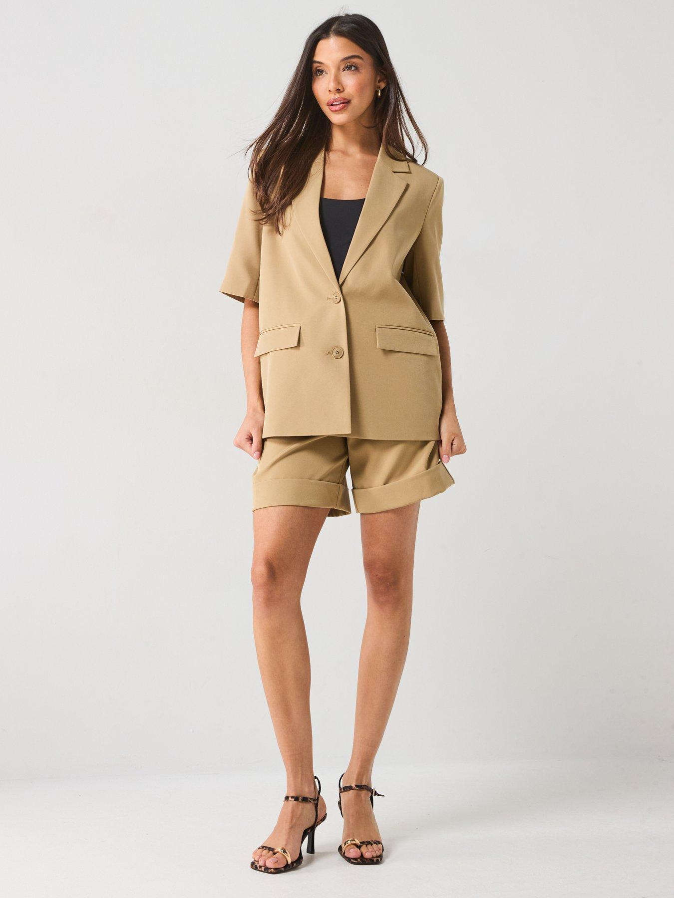 pieces-short-sleeve-blazer-brownback