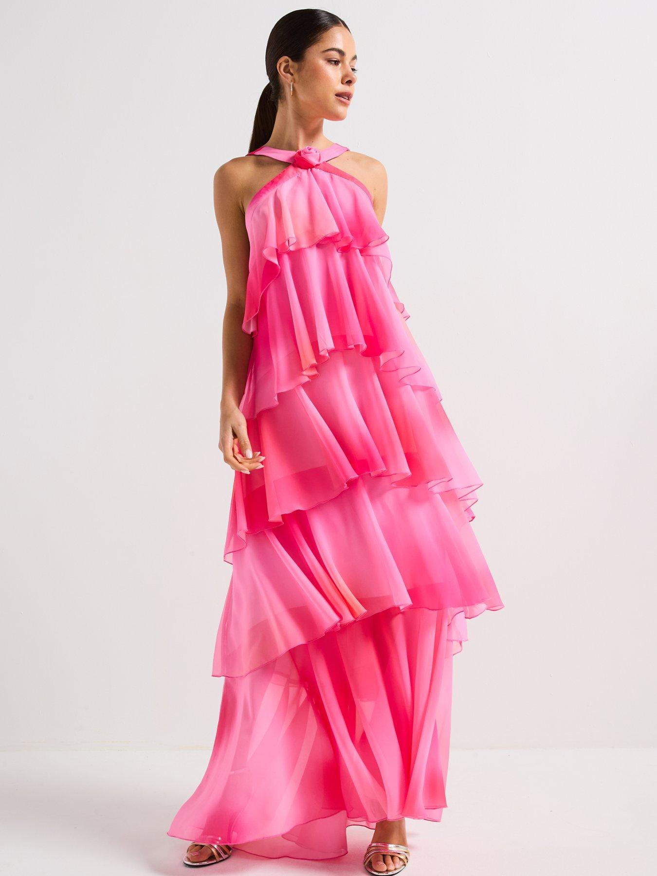Image 3 of 6 of Vero Moda Ruffle Halter Neck Maxi Dress - Multi