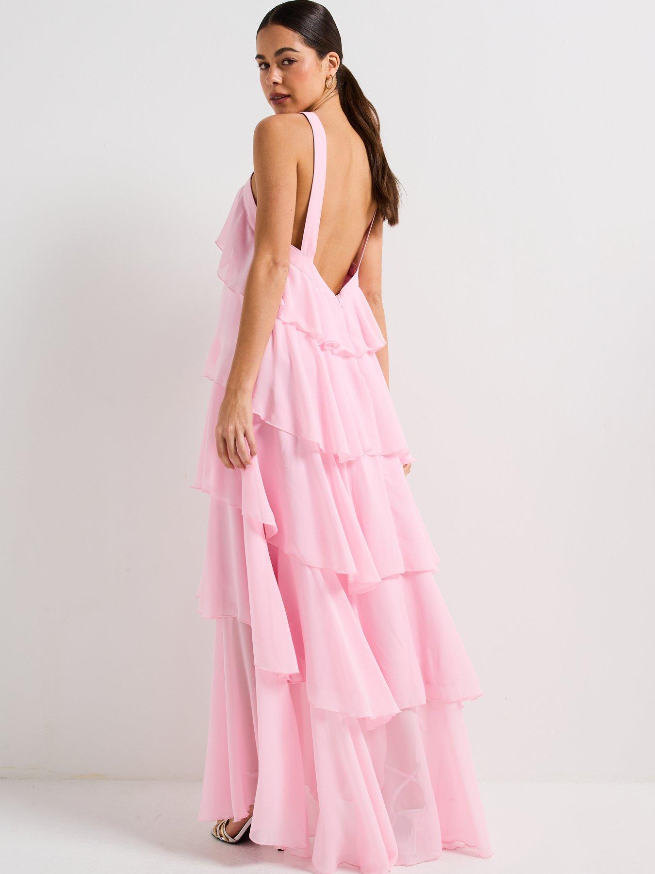 Image 2 of 6 of Vero Moda Ruffle Halter Neck Maxi Dress - Pink