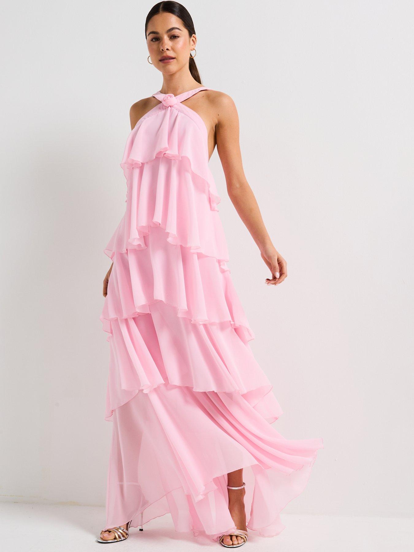 Image 6 of 6 of Vero Moda Ruffle Halter Neck Maxi Dress - Pink