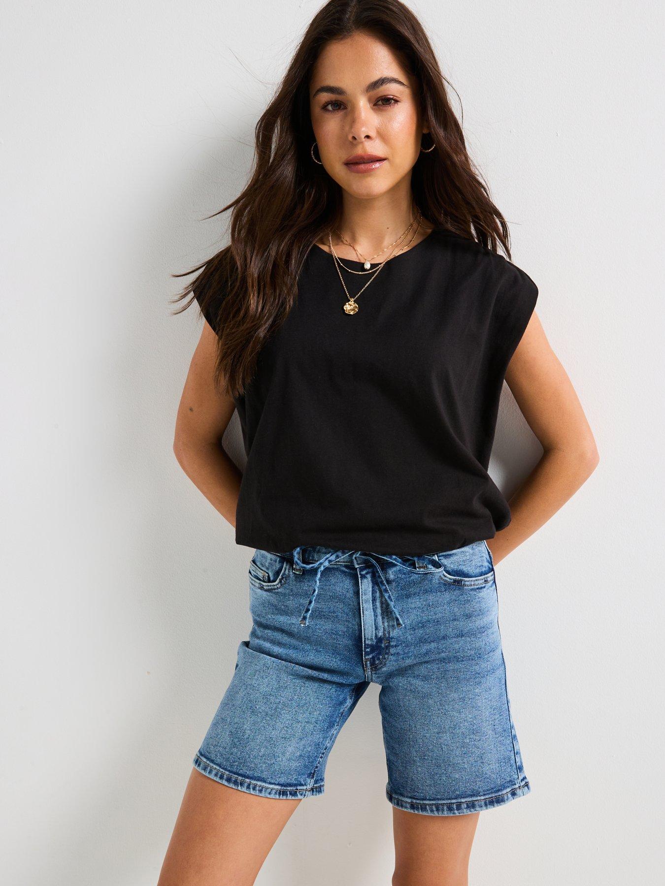 Image 1 of 6 of JDY Short Sleeve Bubble Top - Black