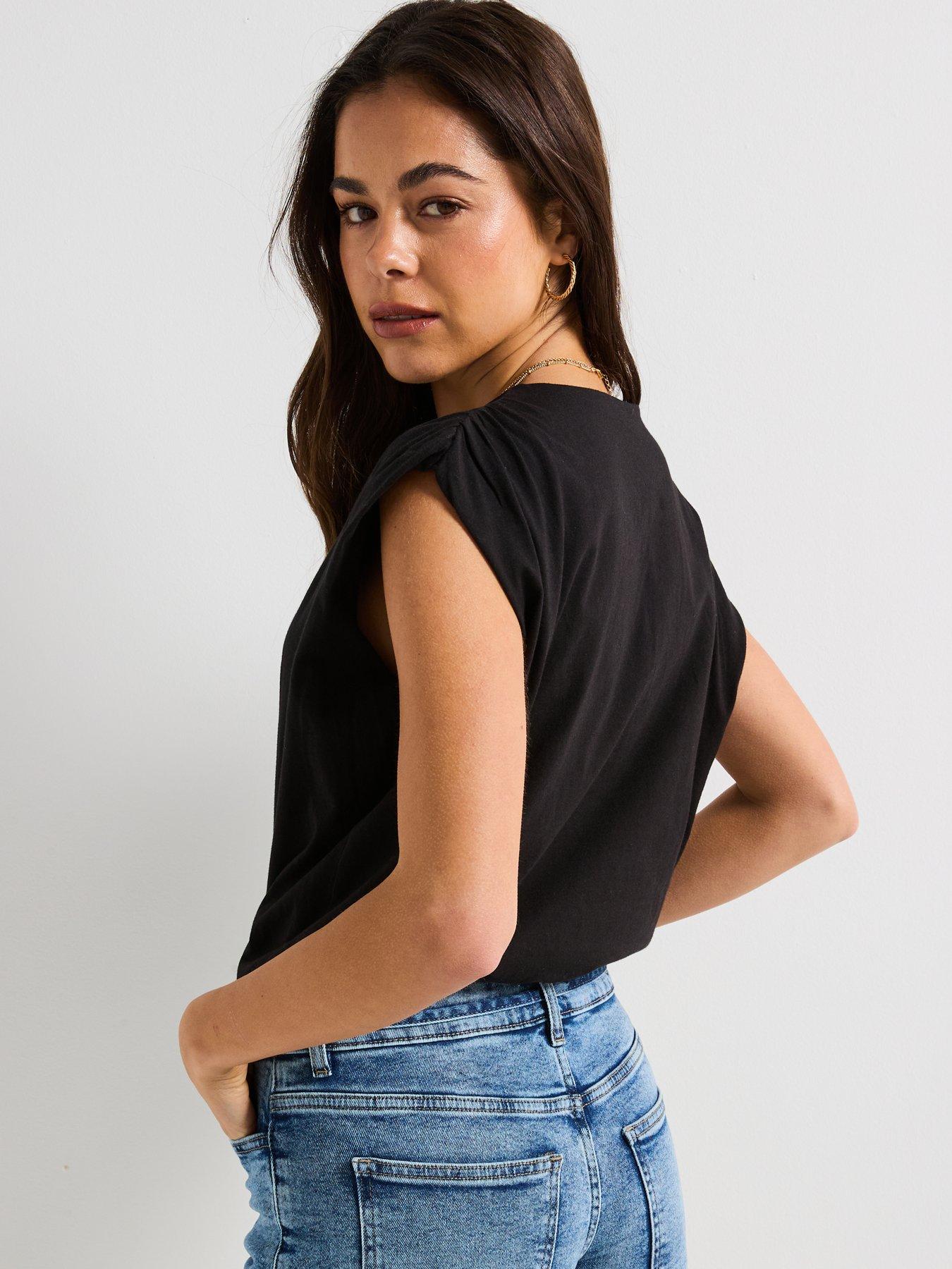 Image 2 of 6 of JDY Short Sleeve Bubble Top - Black