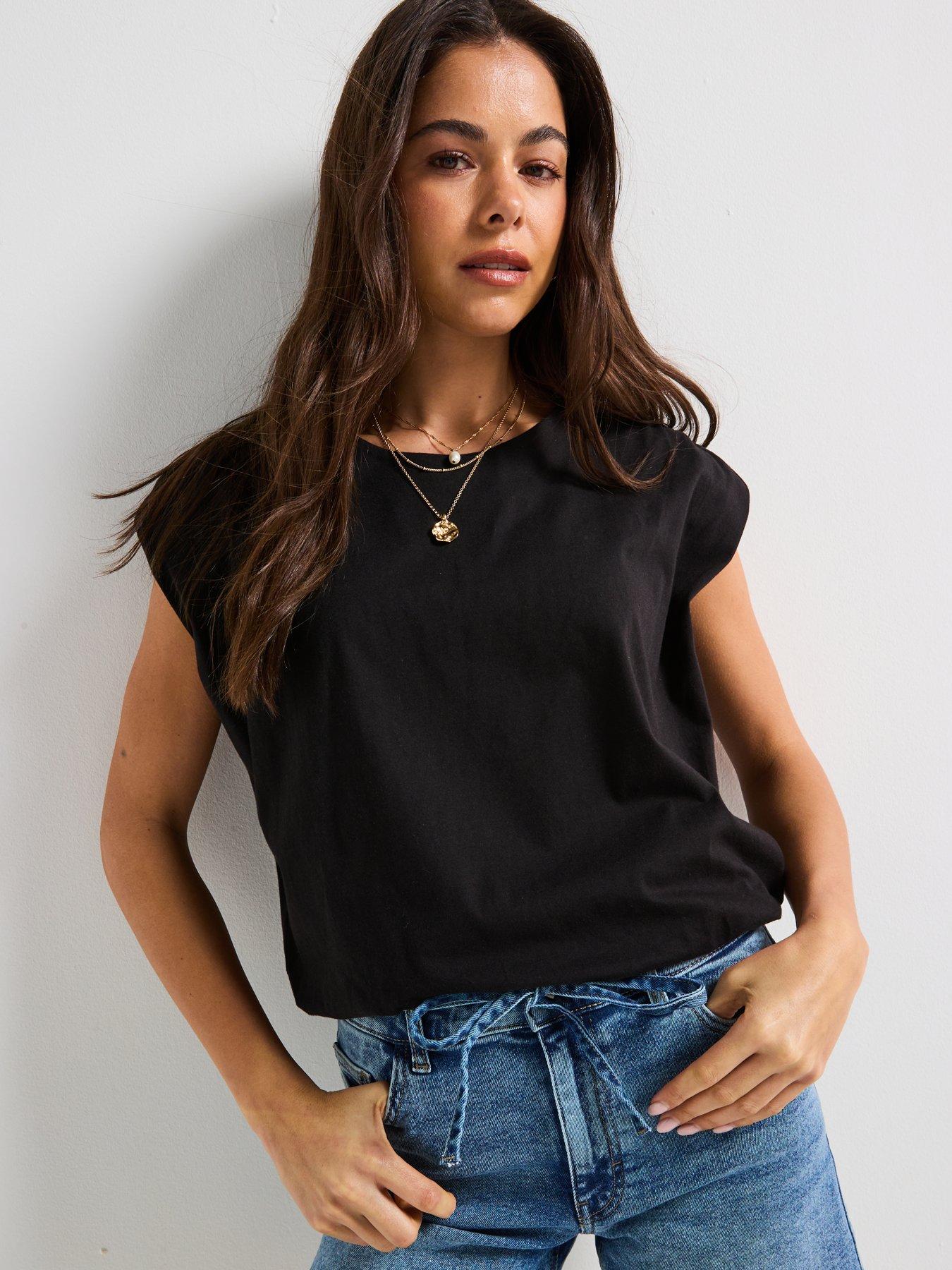 Image 4 of 6 of JDY Short Sleeve Bubble Top - Black