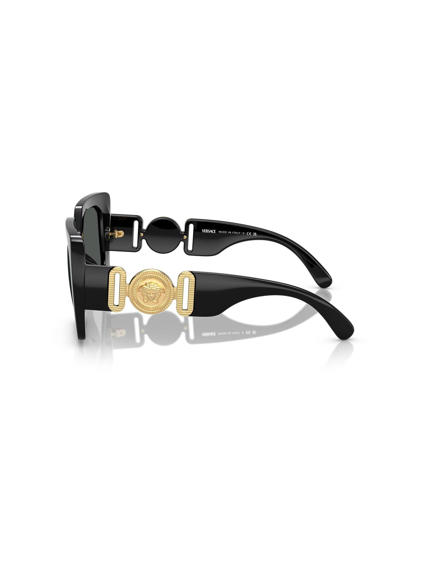 Image 2 of 4 of VERSACE Square Sunglasses- Black With Branded Arm Detail