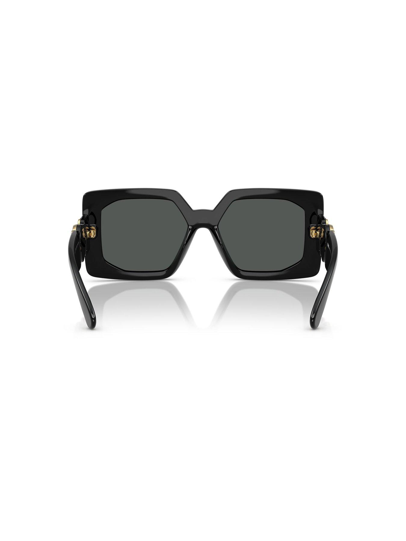 Image 4 of 4 of VERSACE Square Sunglasses- Black With Branded Arm Detail