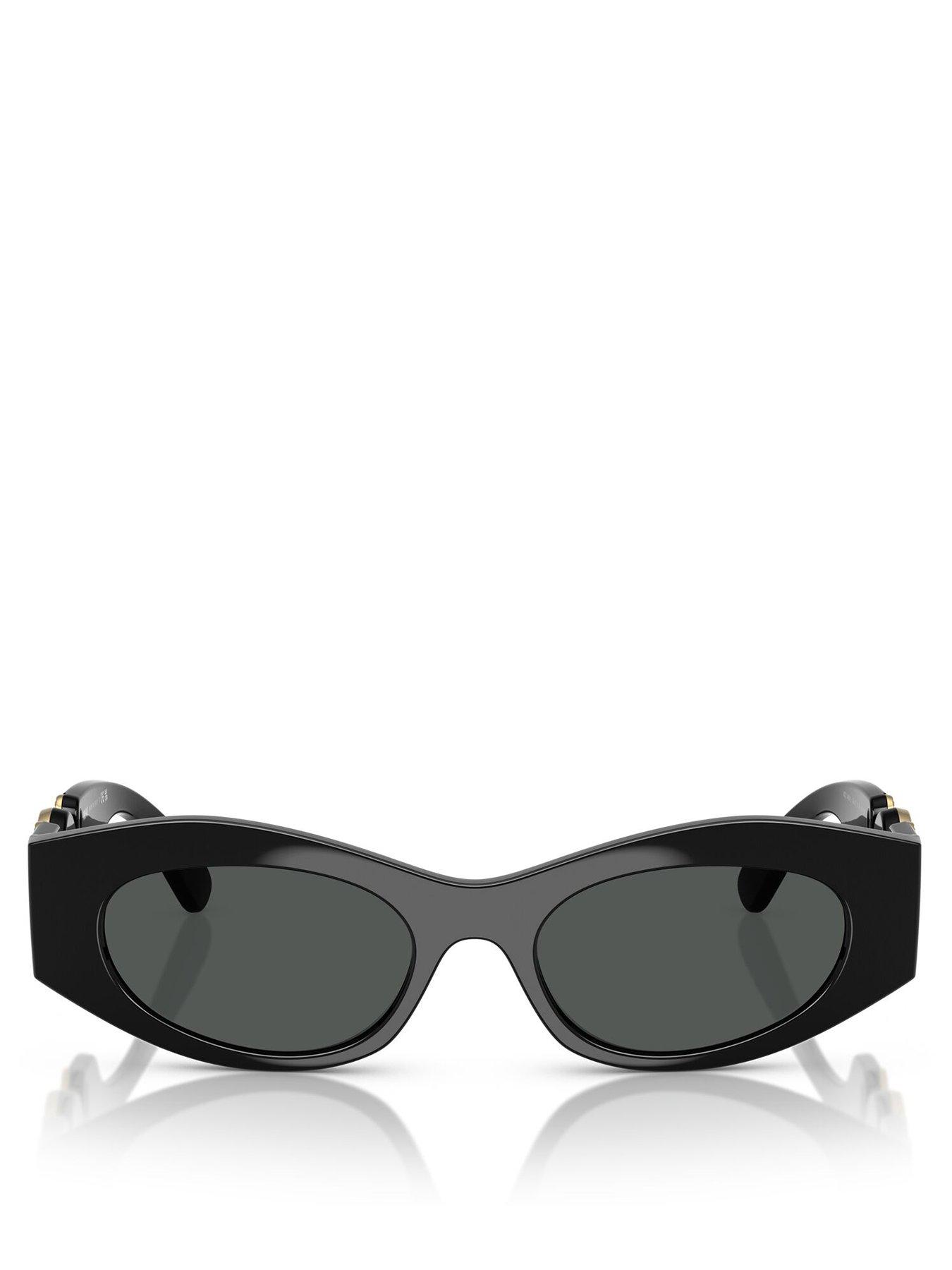 Image 3 of 4 of VERSACE Oval Sunglasses Black With Gold Banded Detail