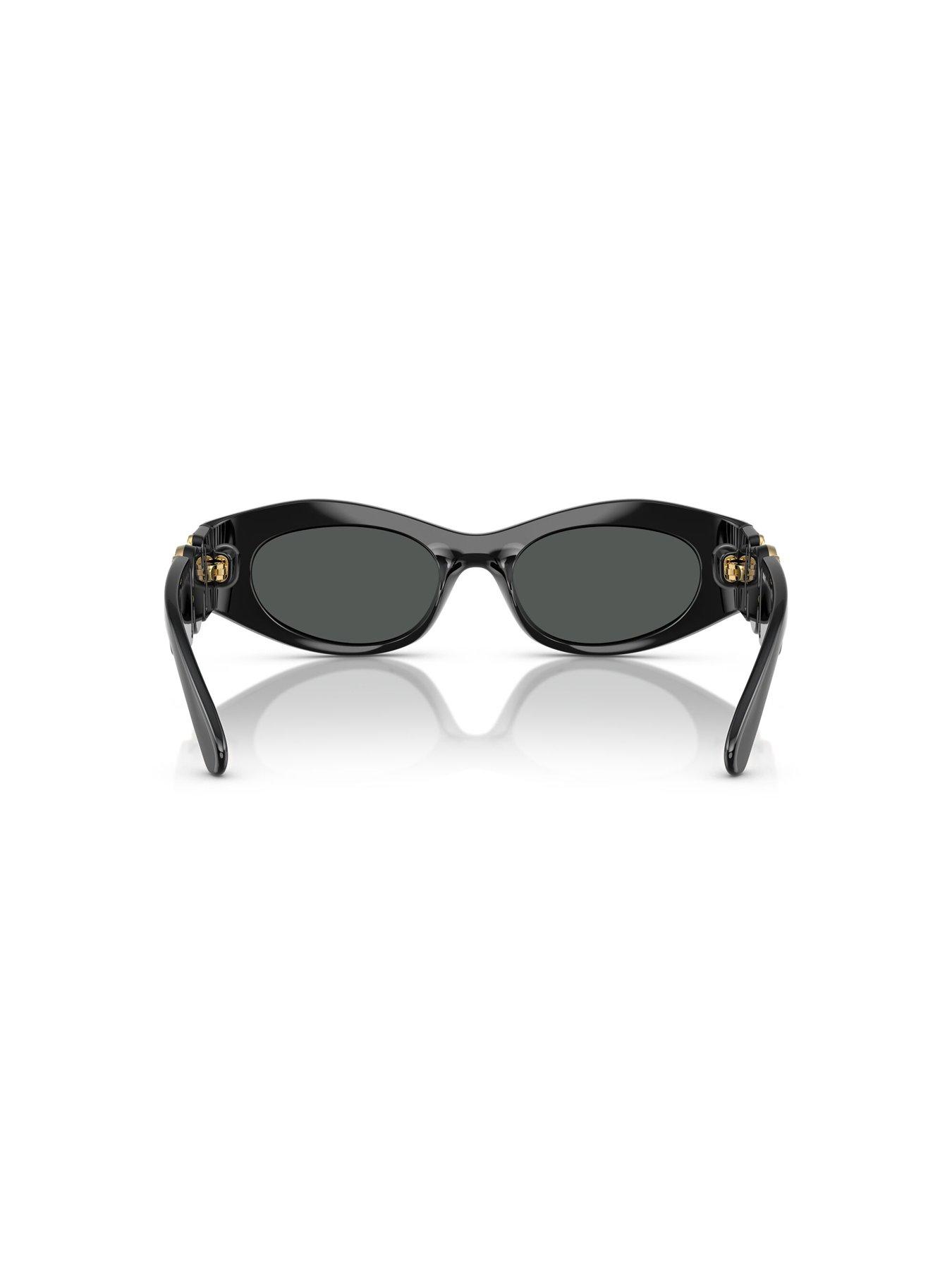 Image 4 of 4 of VERSACE Oval Sunglasses Black With Gold Banded Detail