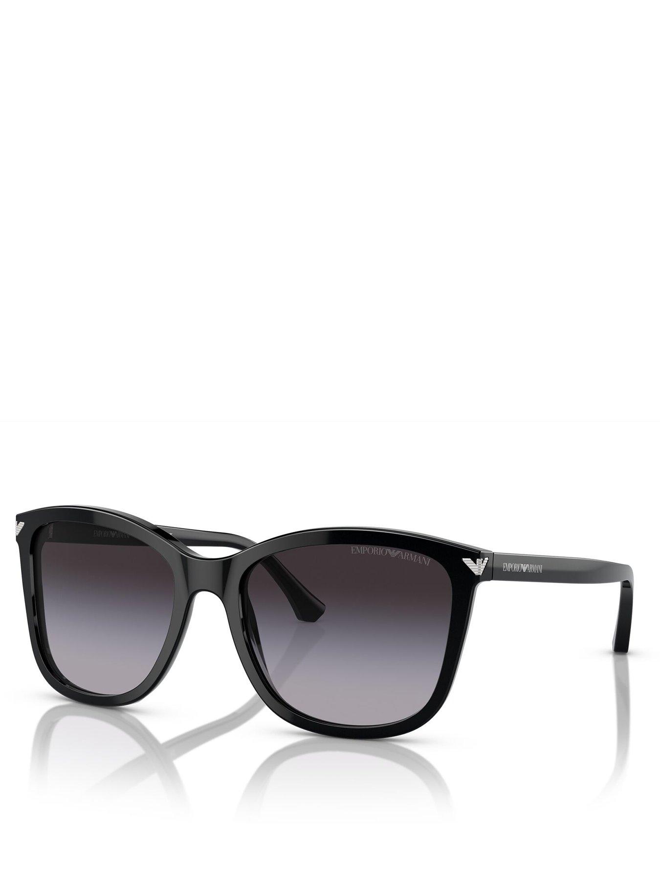 Emporio Armani Emporio Armani 0ea4060 Square Sunglasses Shiny Black Frame With Gradient Grey Lens