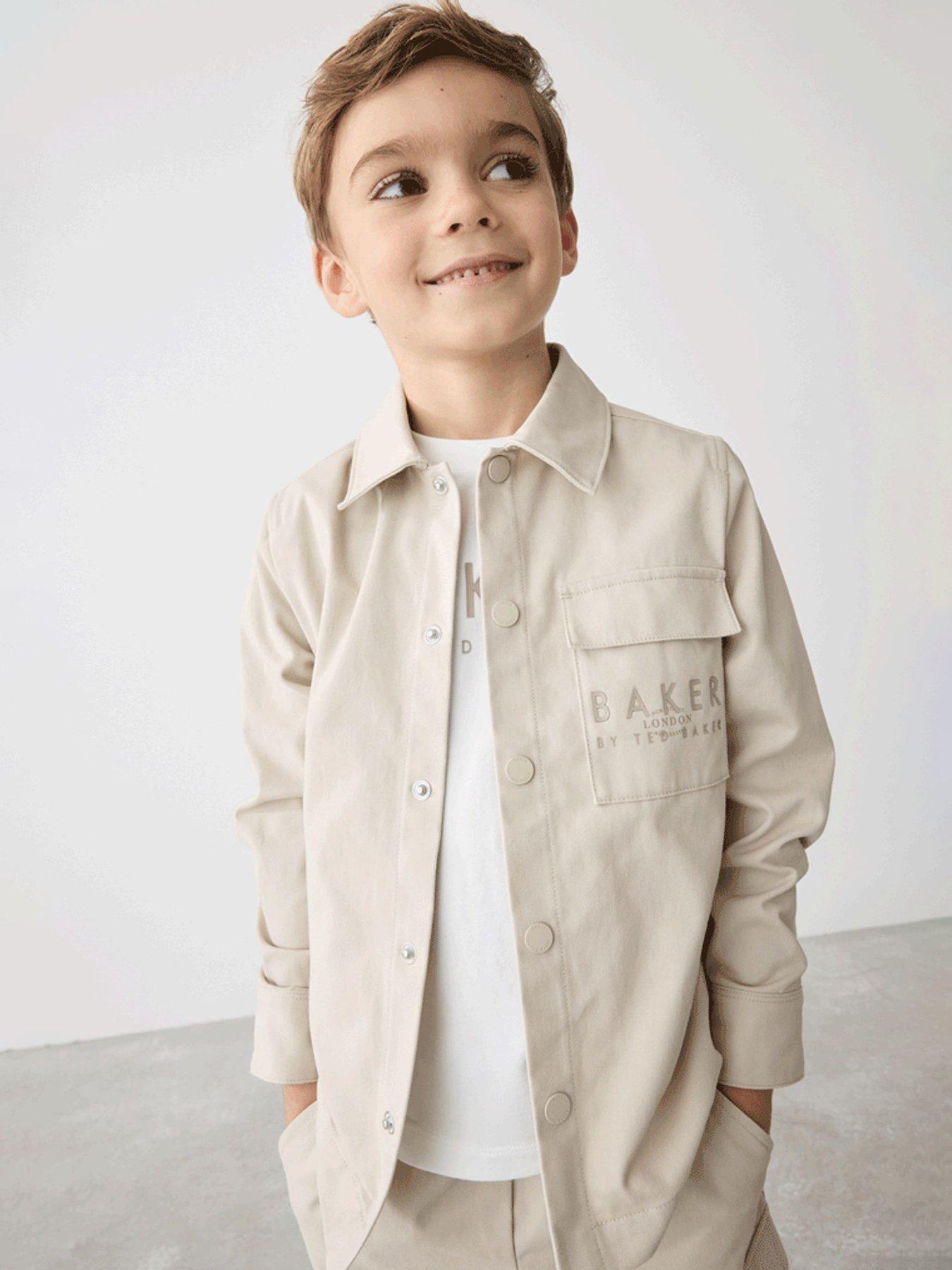 Image of Ted Baker Boys Shacket & Tshirt Set - Stone