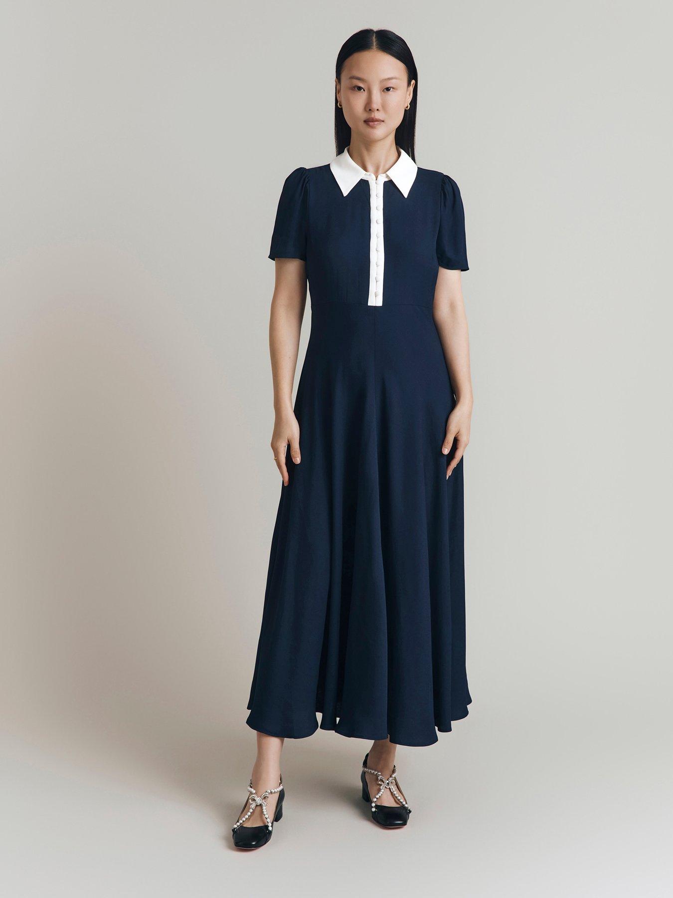 ghost-bethan-satin-contrast-collar-midi-dress-navy