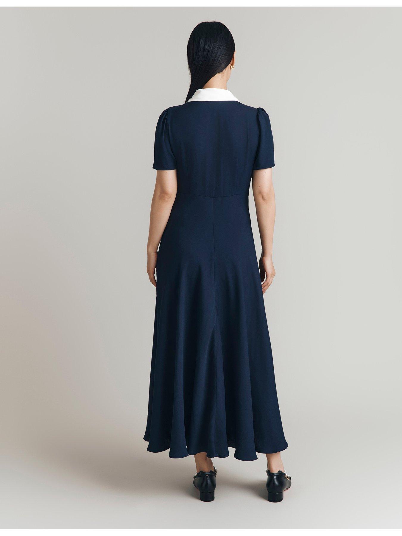 ghost-bethan-satin-contrast-collar-midi-dress-navystillFront