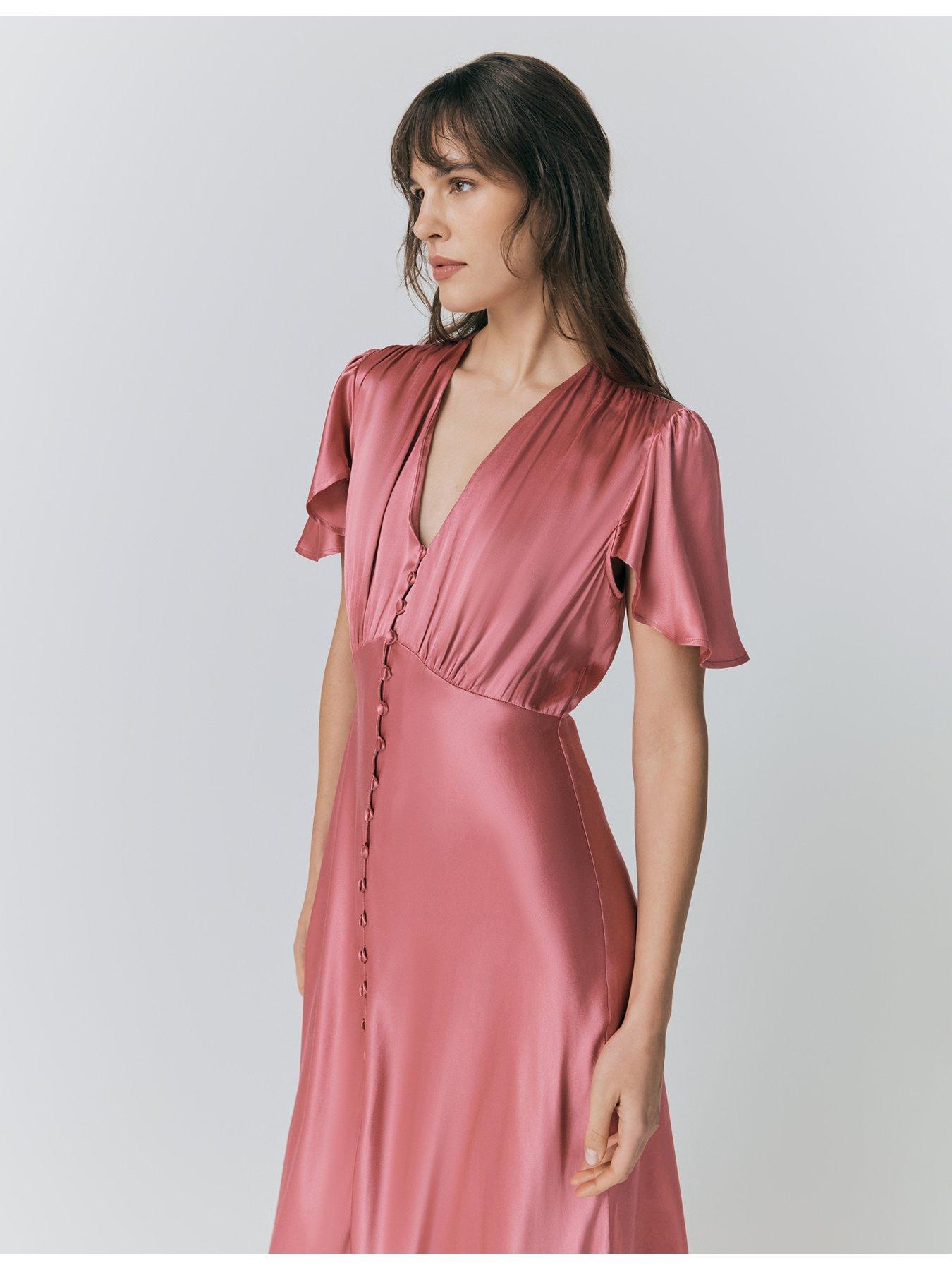 ghost-grace-satin-button-v-neck-dress-roseoutfit