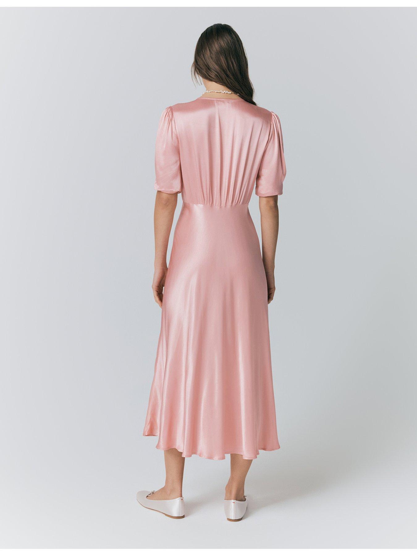 Ghost Madison Satin Button Through Dress Light Pink Very Ireland