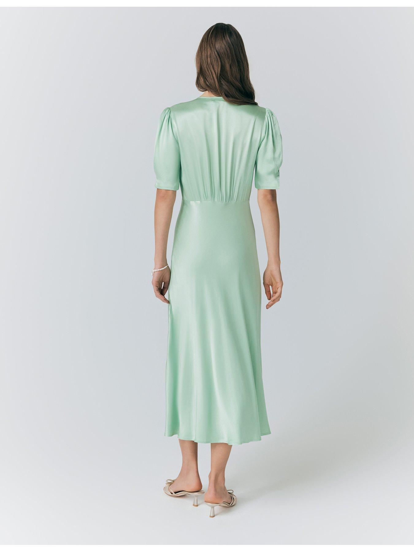 ghost-madison-satin-button-through-dress-mint-greenstillFront