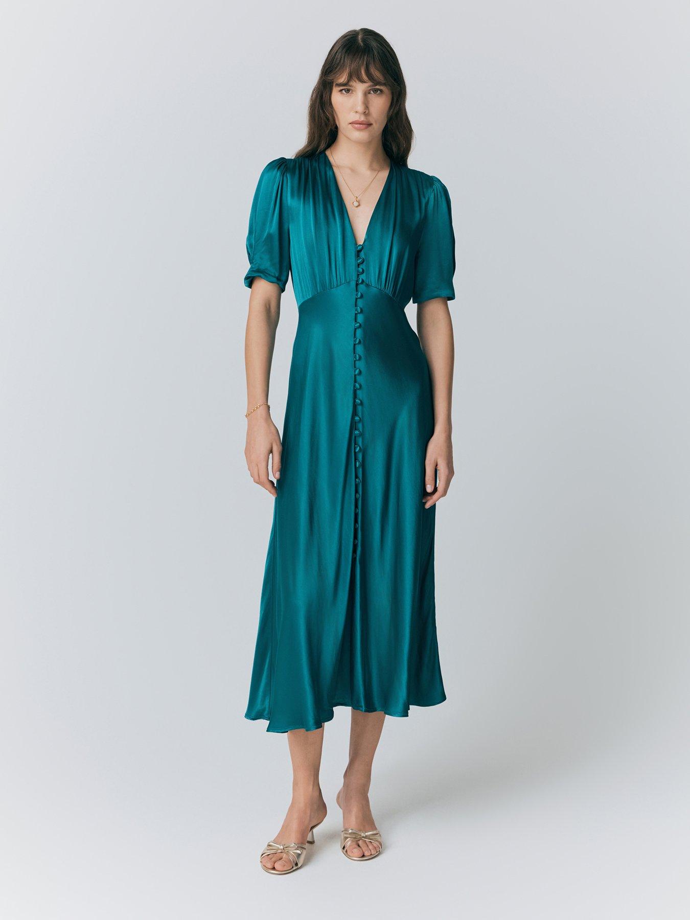 ghost-madison-satin-button-through-dress-emerald-sea