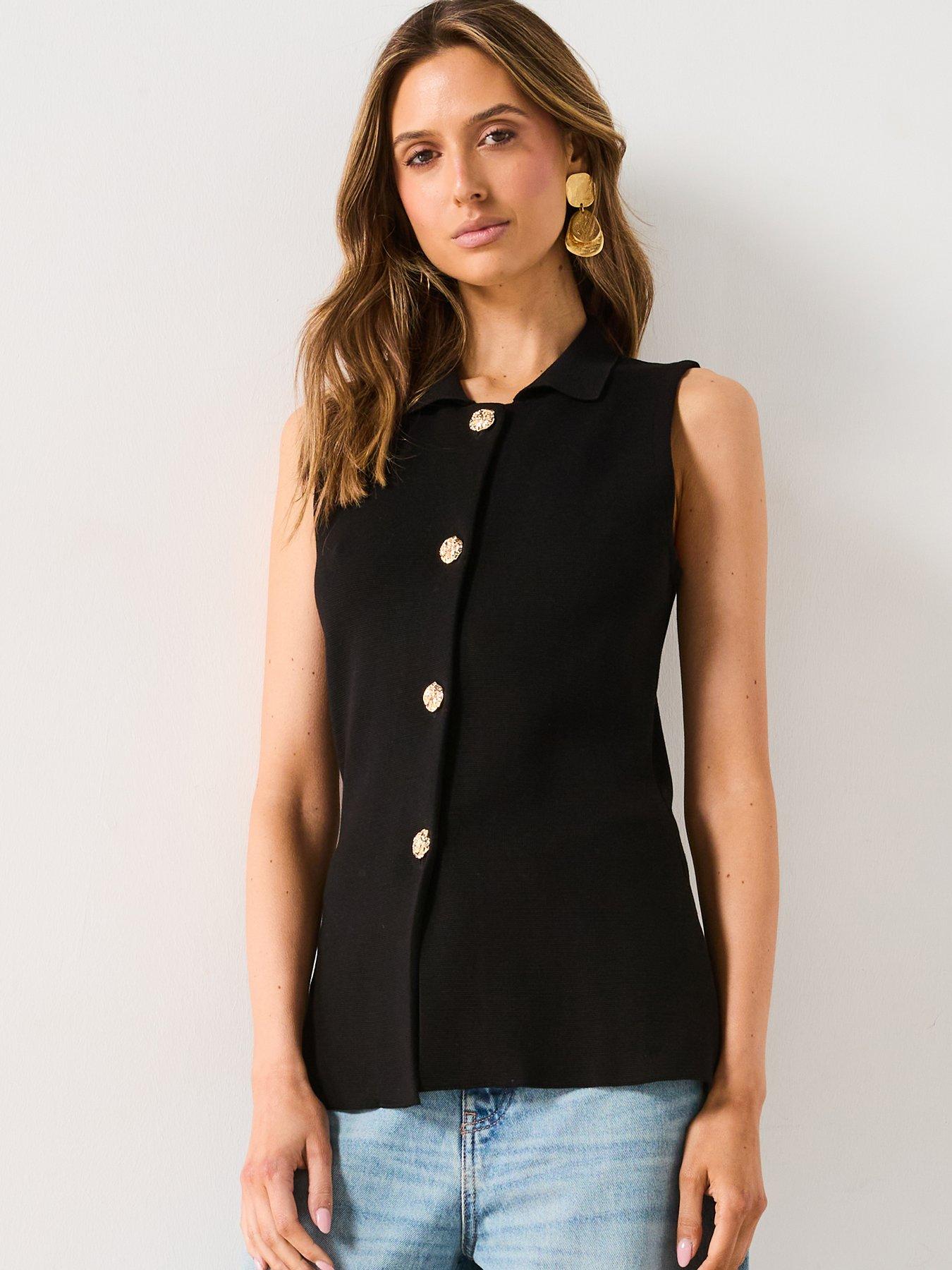 mango-gold-button-collar-waistcoat