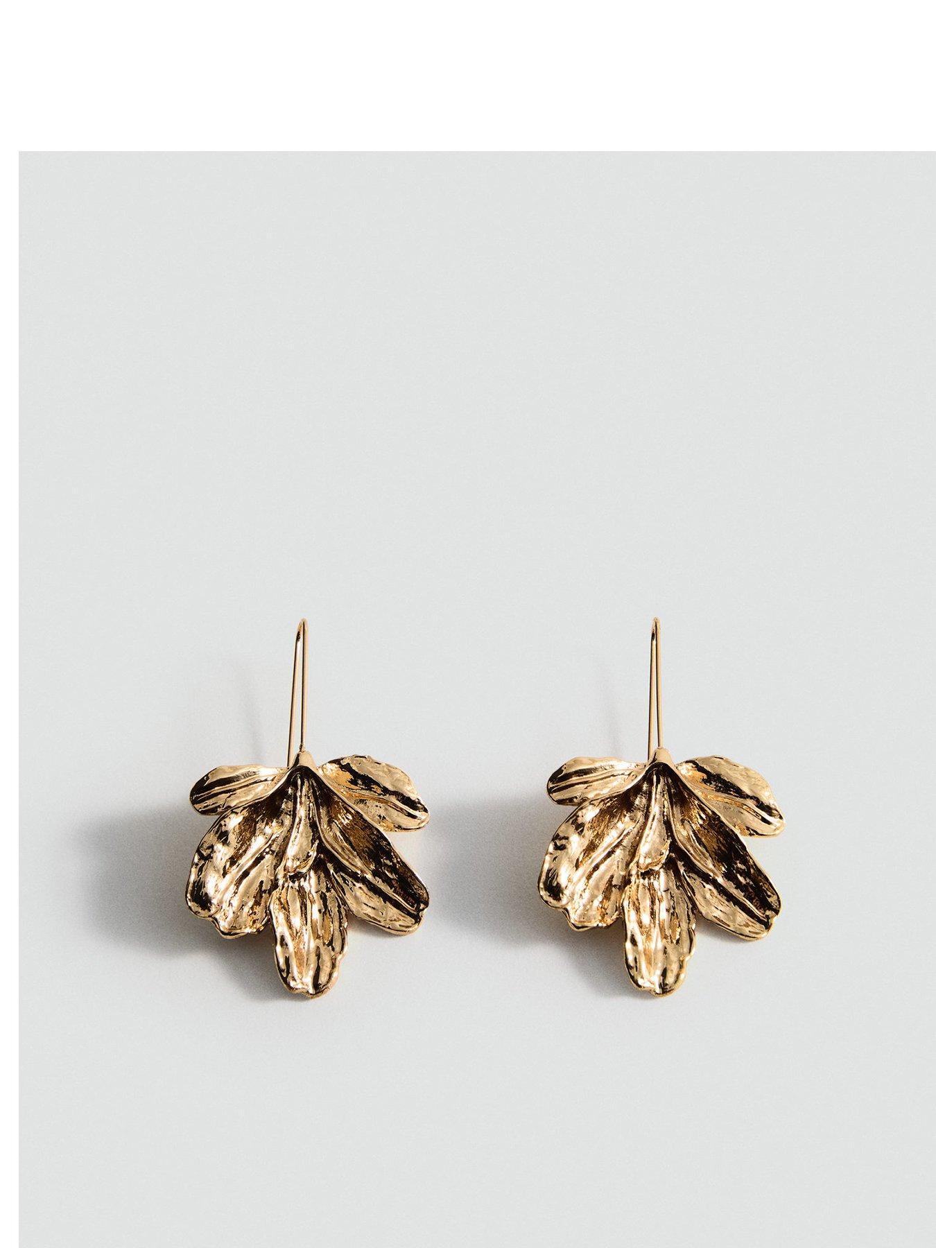 Image 1 of 3 of Mango Hanging Floral Earrings - Gold