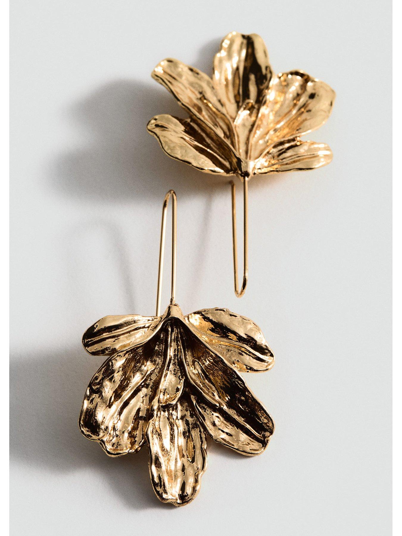 Image 2 of 3 of Mango Hanging Floral Earrings - Gold