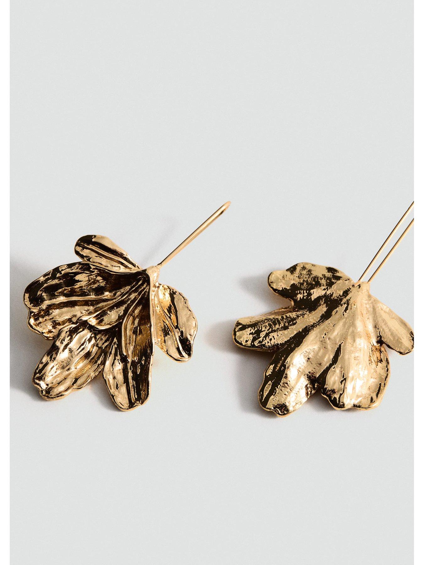 Image 3 of 3 of Mango Hanging Floral Earrings - Gold
