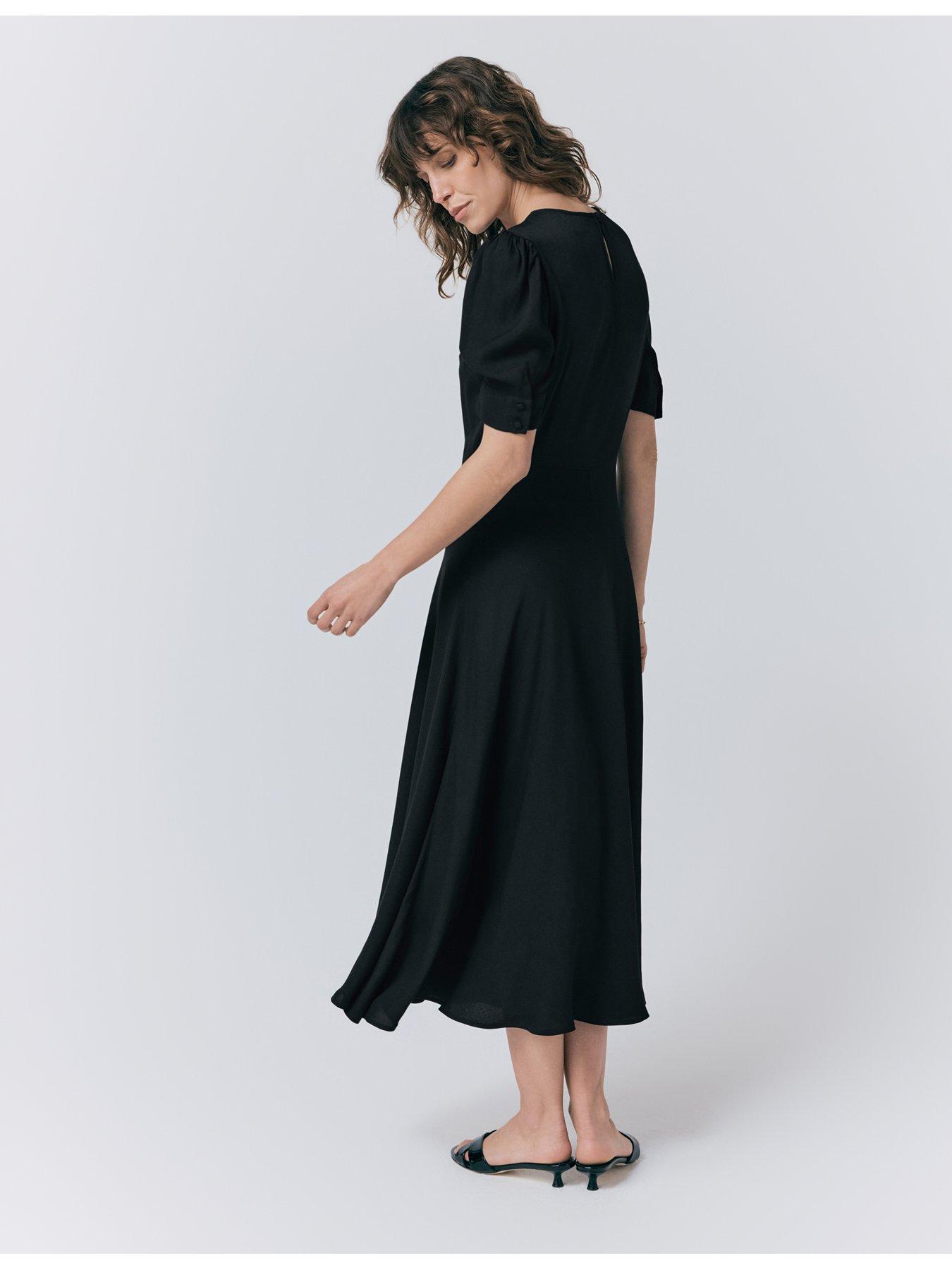 ghost-blair-crepe-midi-tea-dress-blackstillFront