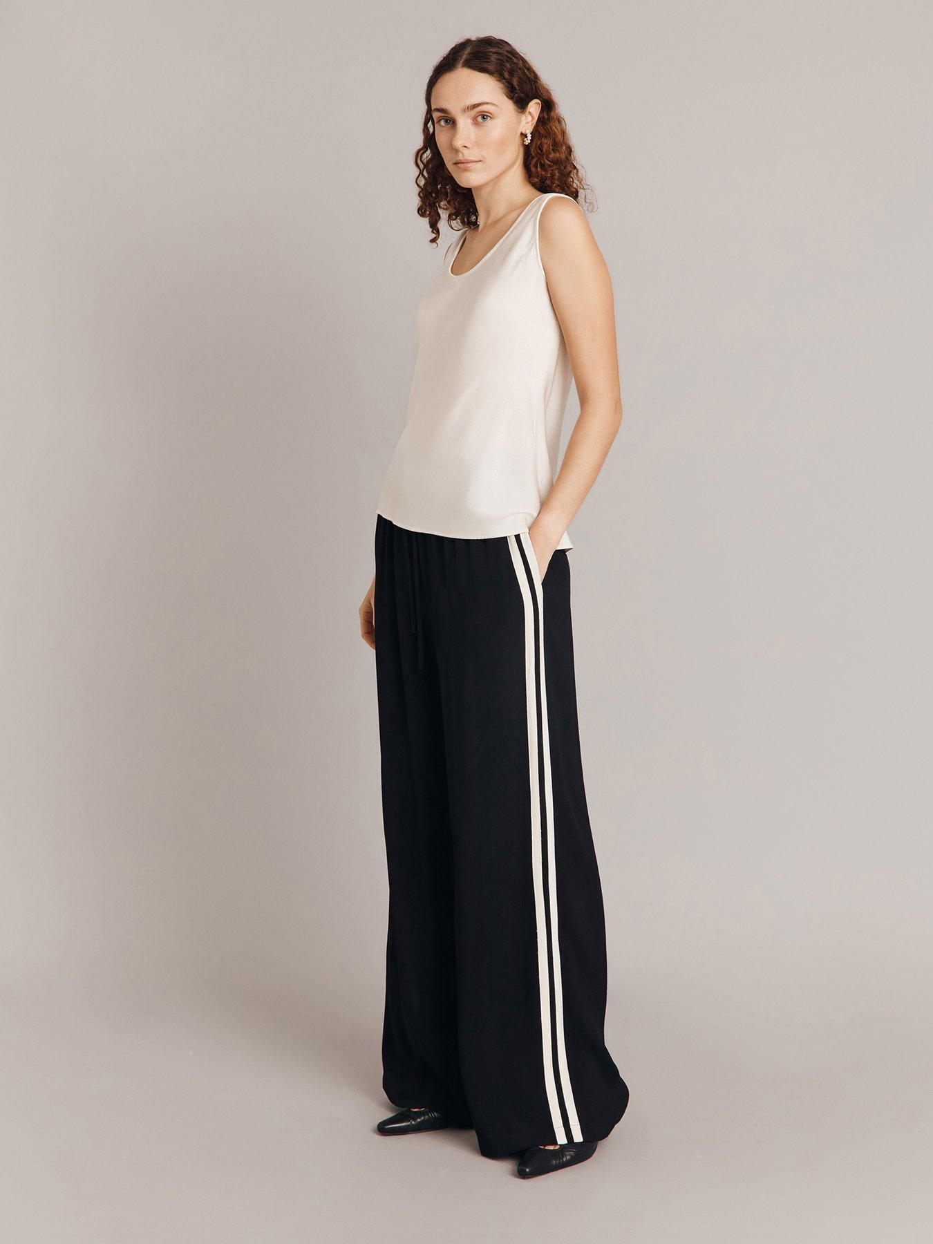 Image of Ghost Mila Contrast Wide Leg Trousers - Black
