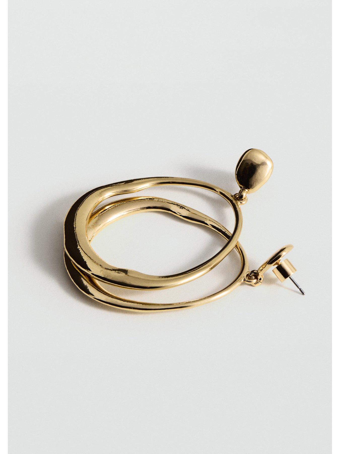 Image 3 of 3 of Mango Hoop Pendant Earrings - Gold