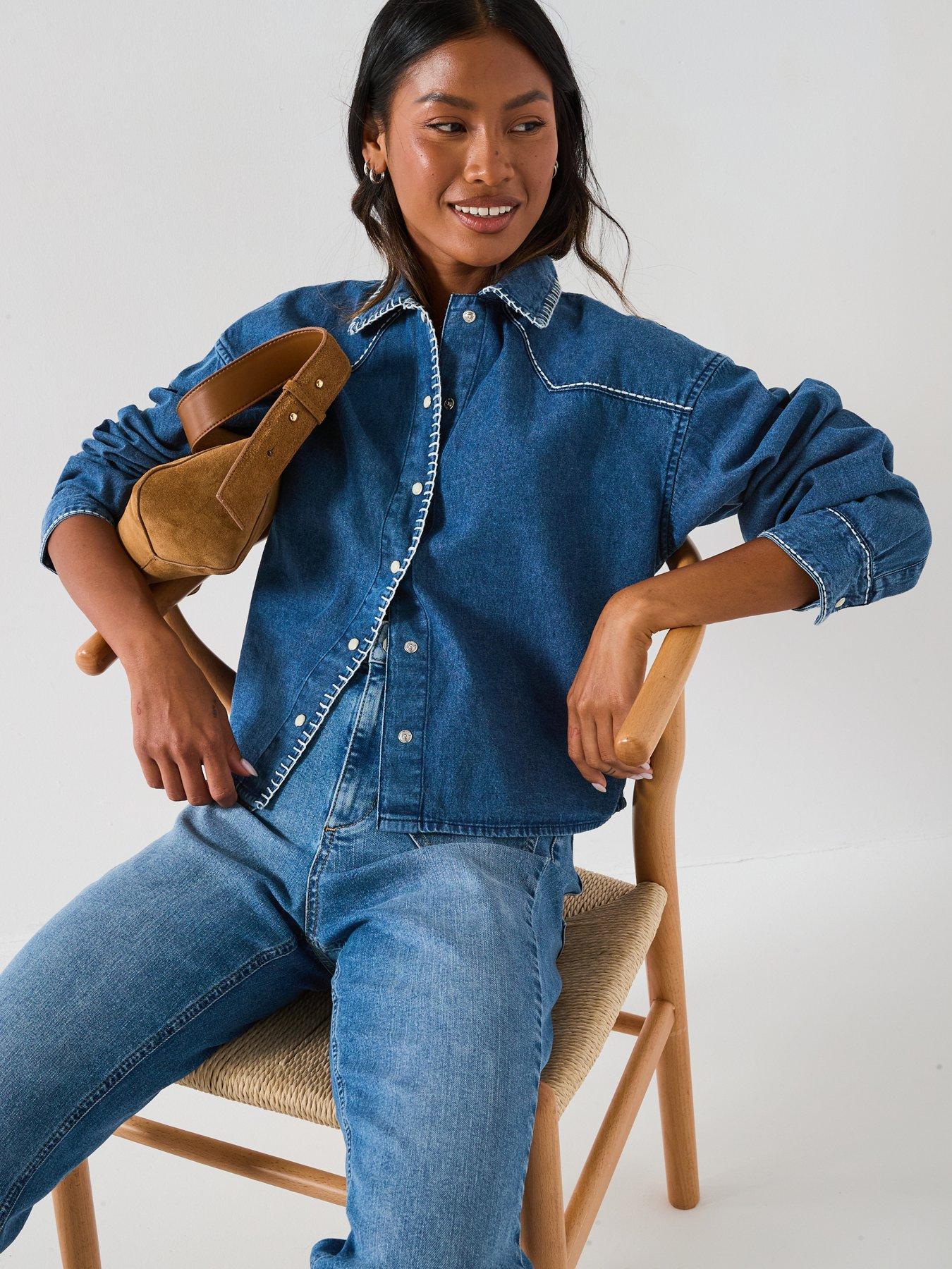 V by Very Rodeo Embroidery Denim Shirt - Dark Wash