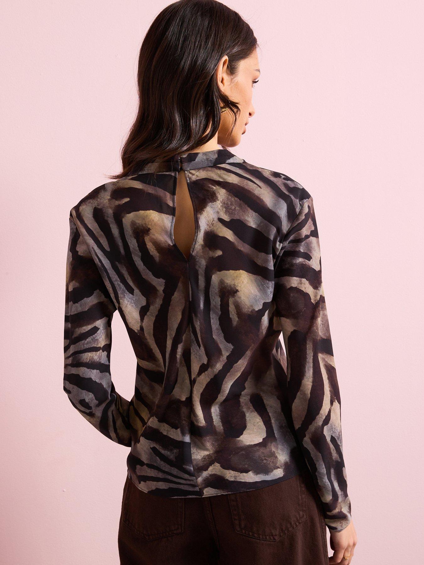 mango-zebra-satin-blouse-brownstillFront