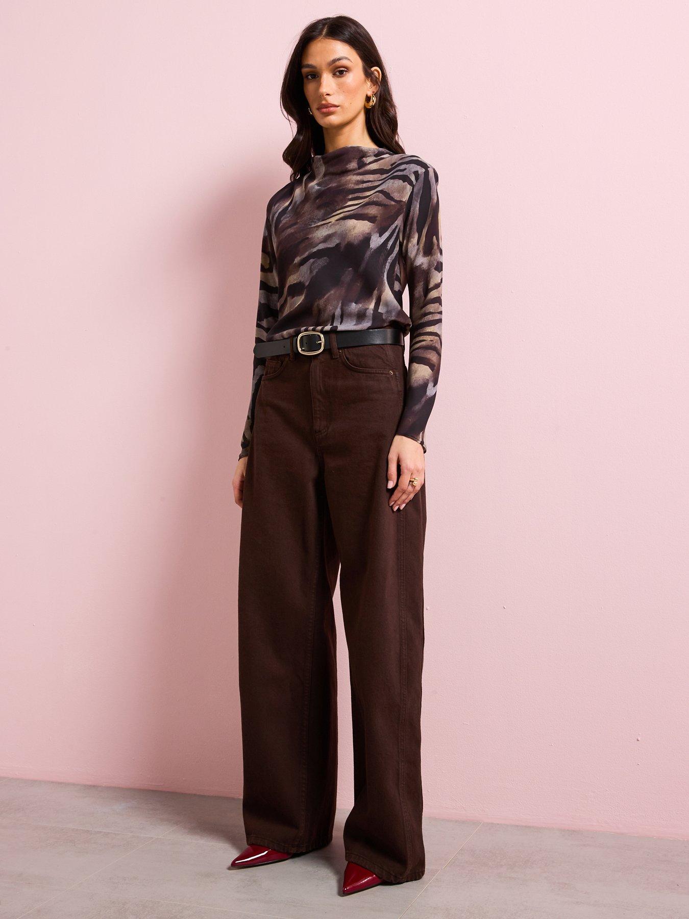 mango-zebra-satin-blouse-brownback