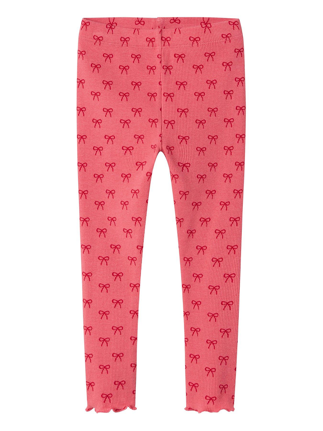 Name It Mini Girls Bow Print Leggings - Rapture Rose