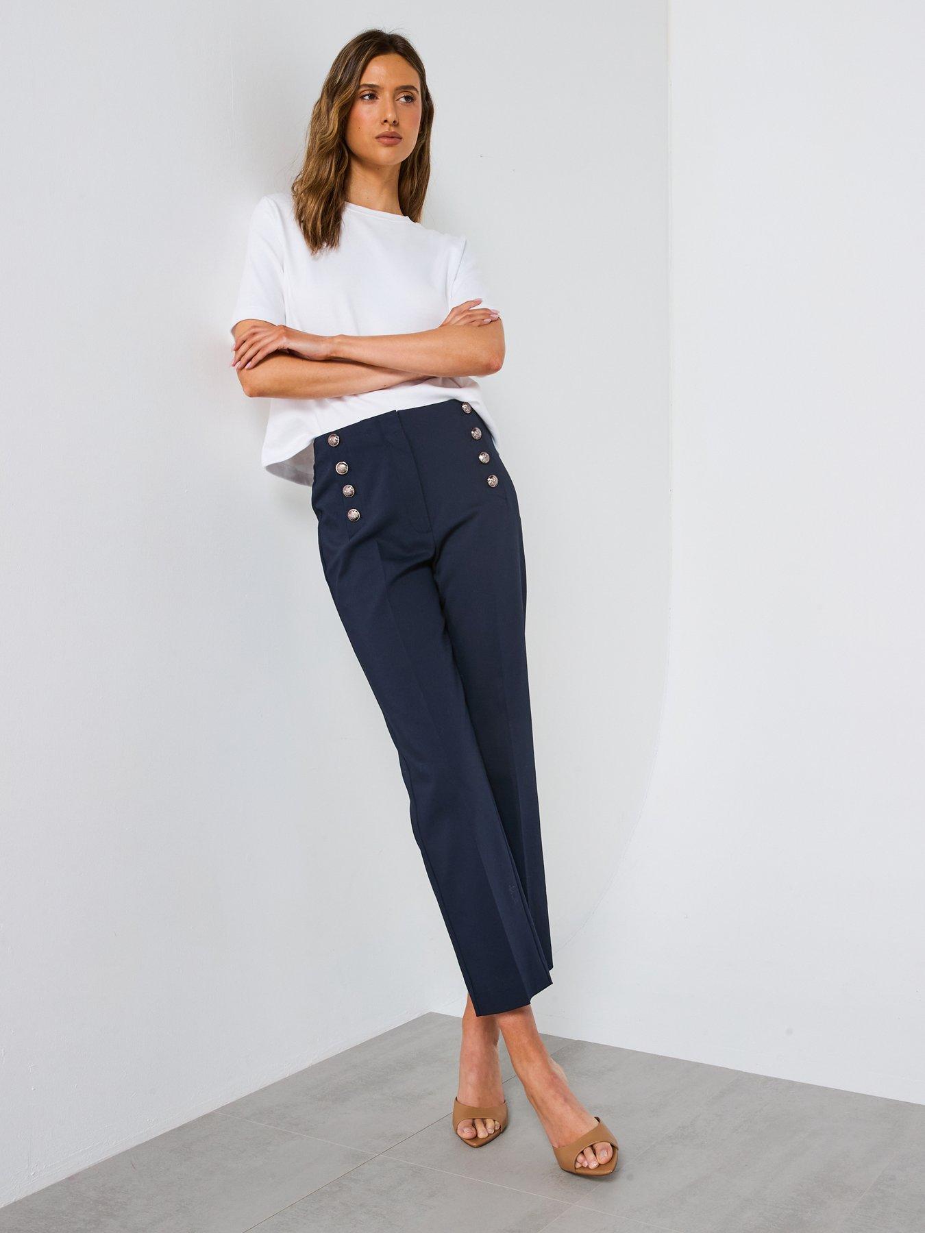 Image 3 of 6 of Mango Straight Trousers With Jewel Buttons