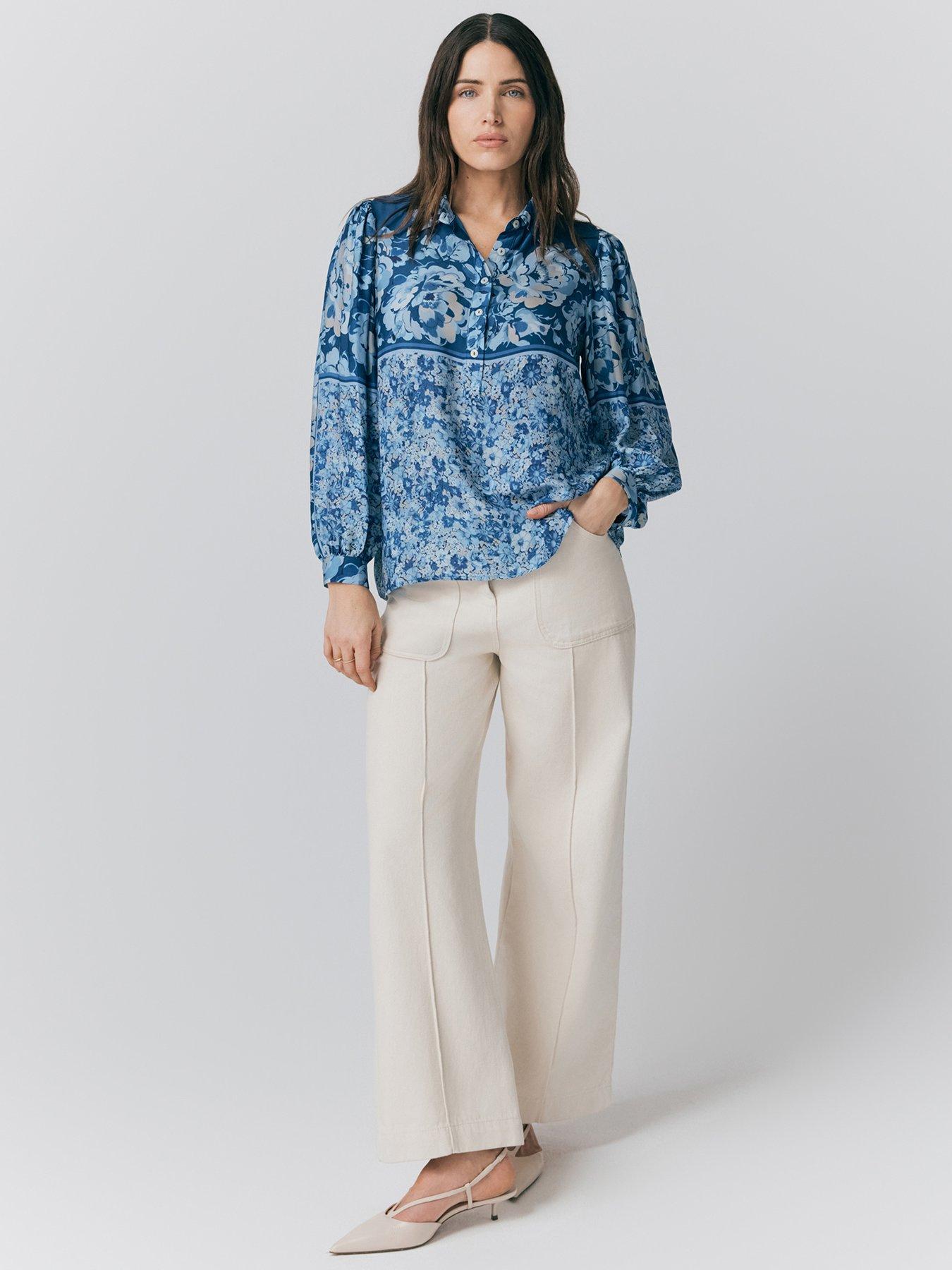 Image 3 of 5 of Ghost Josie Placement Floral Blouse - Blue Dusty Floral