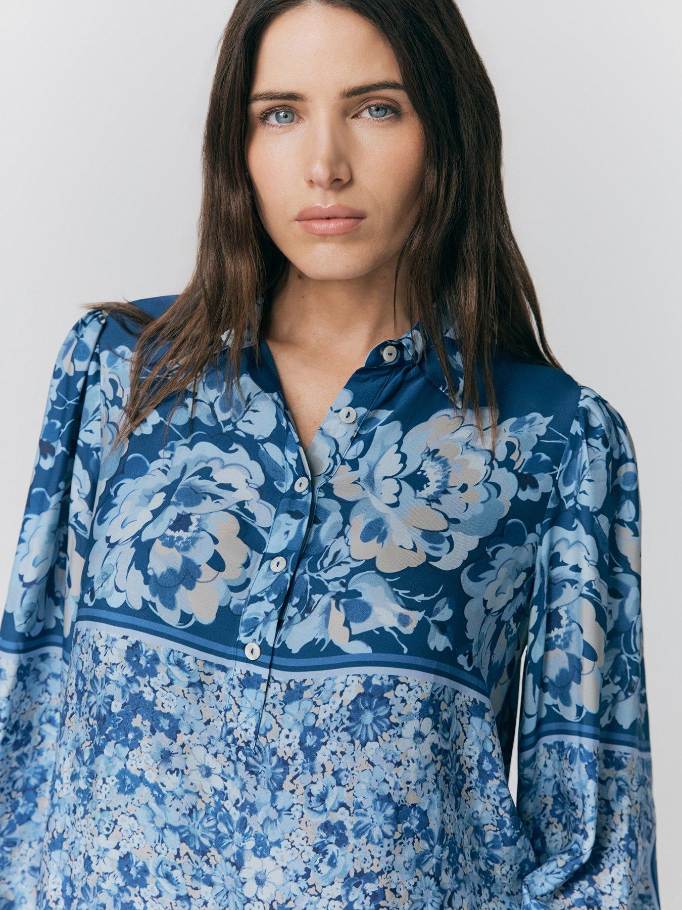 Image 4 of 5 of Ghost Josie Placement Floral Blouse - Blue Dusty Floral