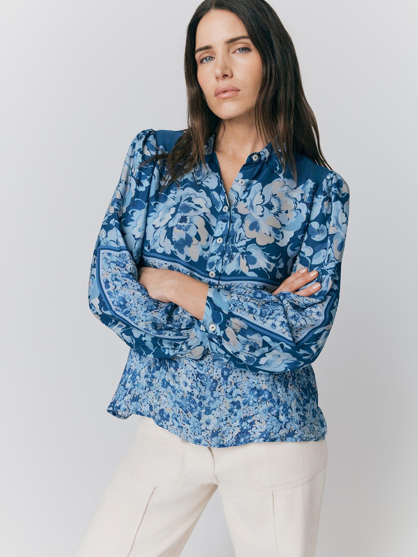 Image 5 of 5 of Ghost Josie Placement Floral Blouse - Blue Dusty Floral
