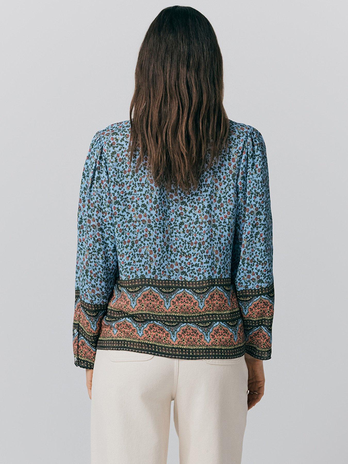 ghost-lana-border-print-button-through-blouse-blue-bandana-floralstillFront