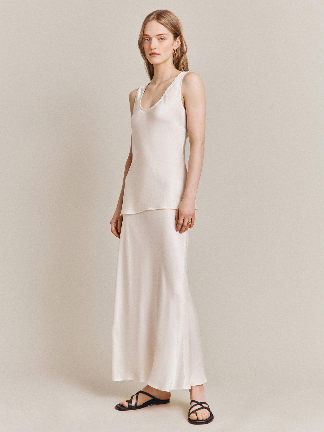 Image of Ghost Margot Satin Sleeveless Vest Top - Ivory