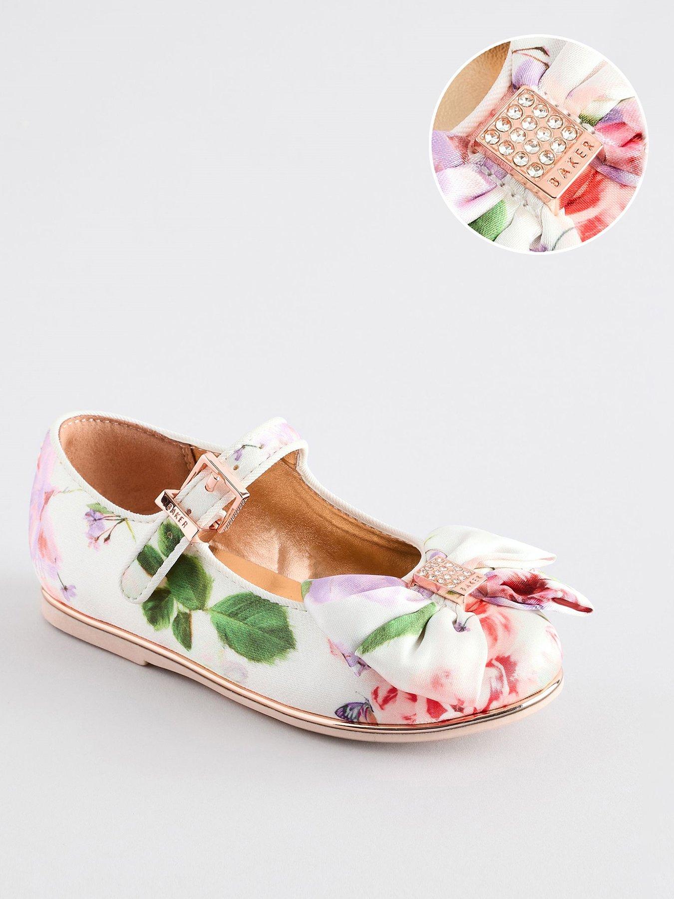 undefined Floral Pattern Bow Shoes - Multi