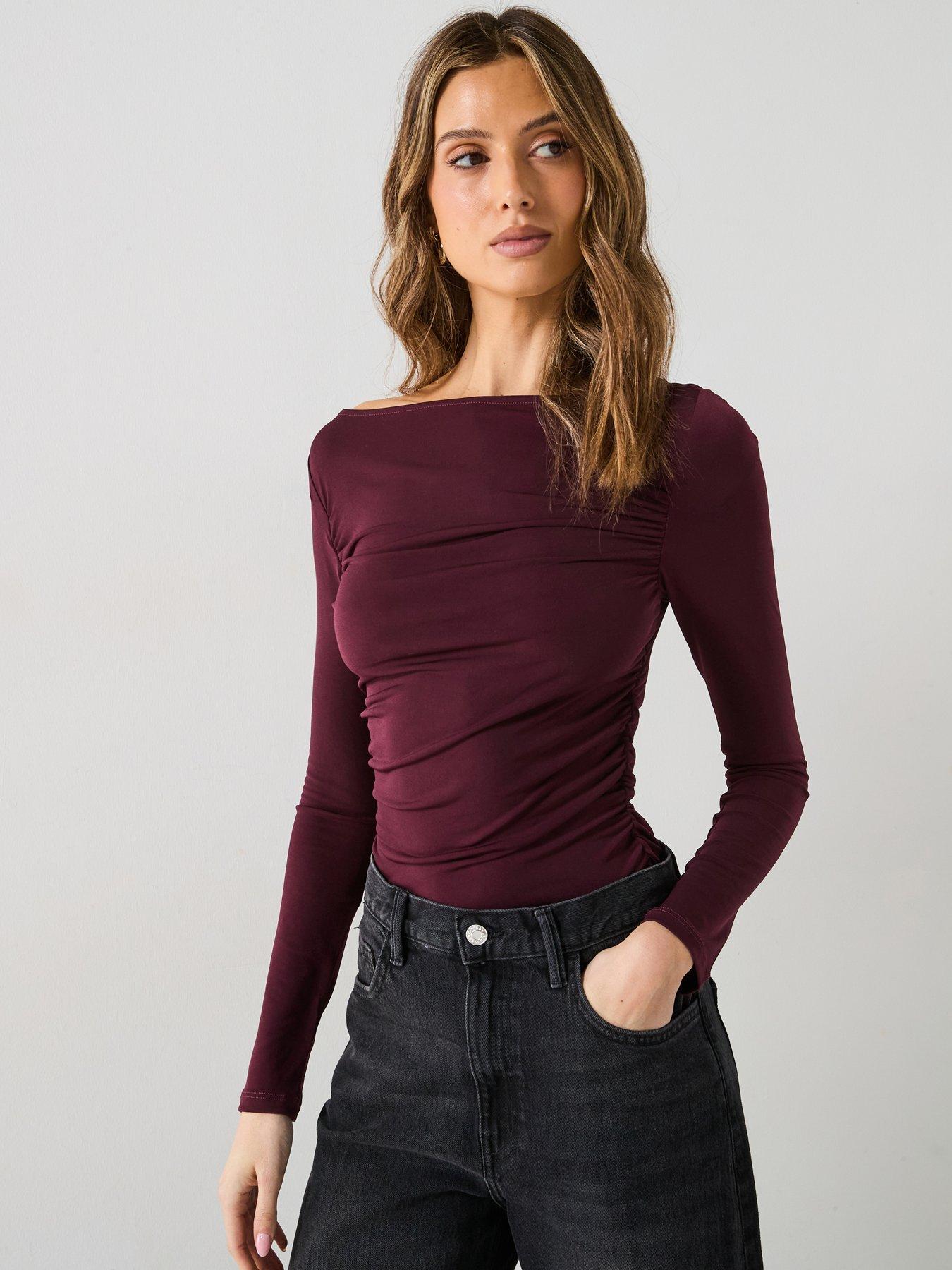 mango-burgundy-boat-neck-top