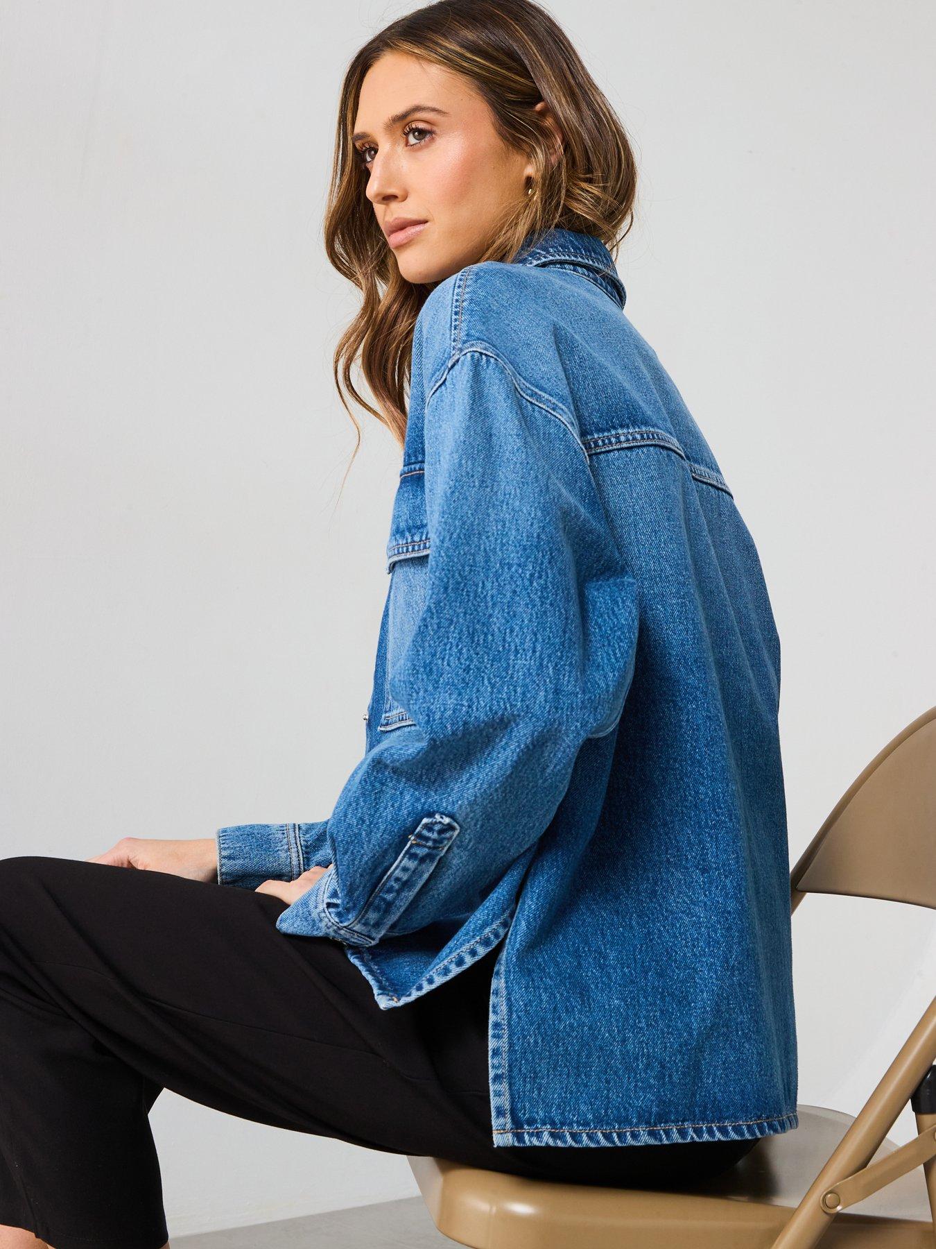 Image 4 of 6 of Mango Denim Overshirt Pockets - Blue