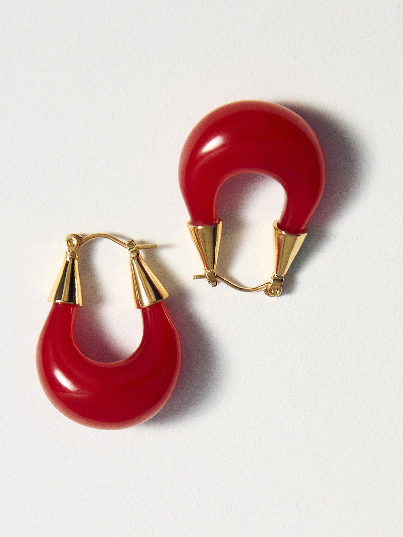 mango-abstract-red-earring-gold