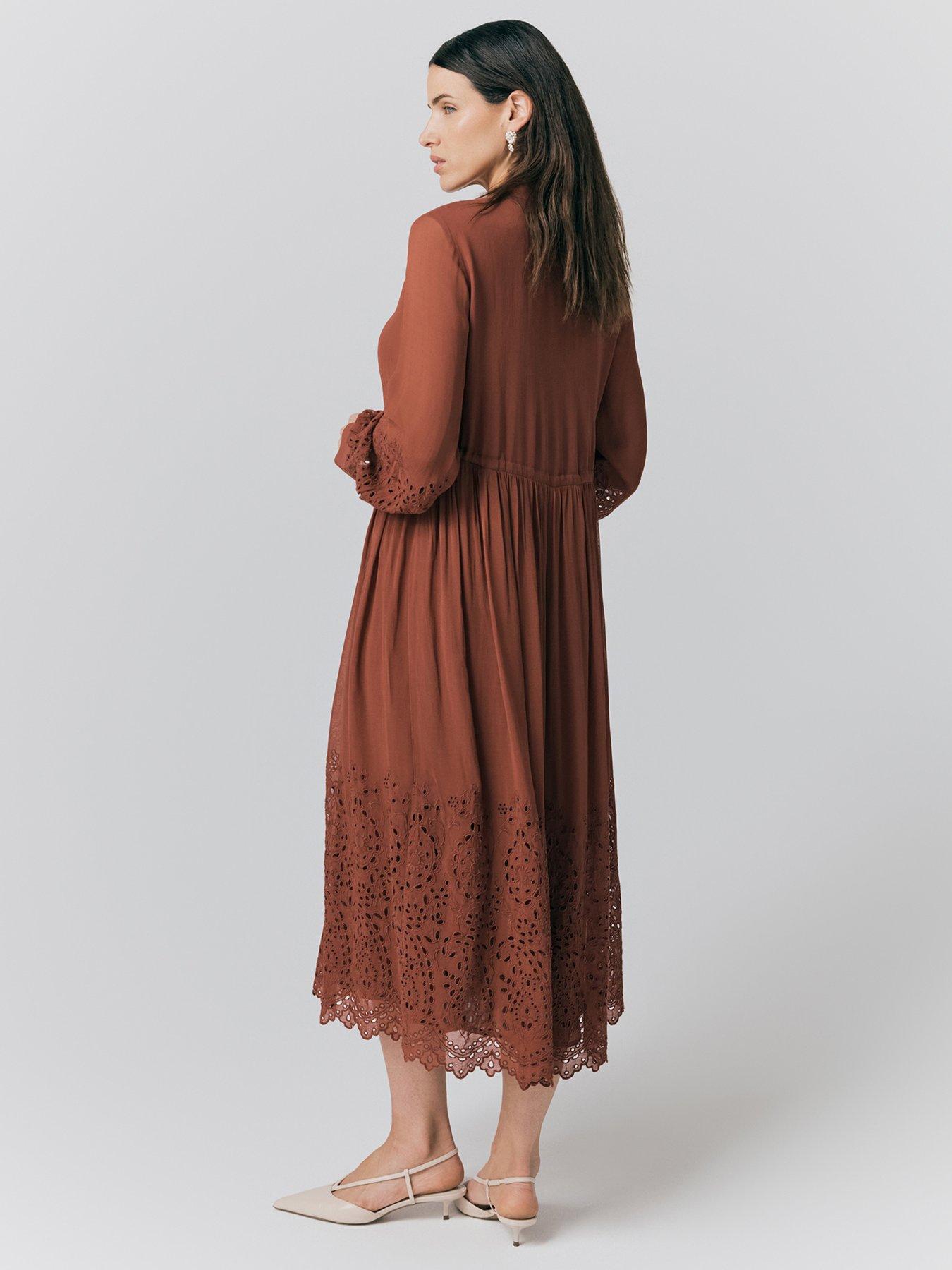 ghost-millie-cutwork-embroidered-georgette-dress-ruststillFront